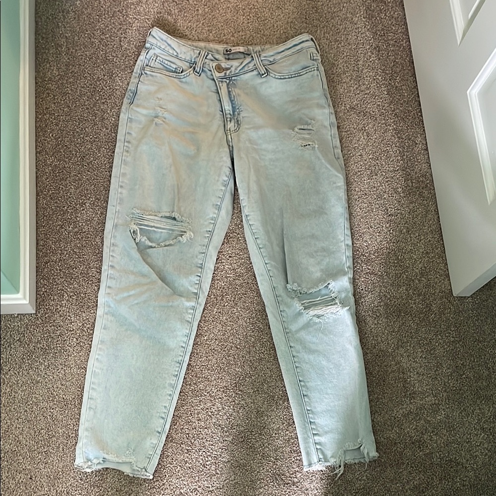 Light Blue Distressed Women's Jeans